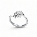 Sun Flower 925 Silver Diamond Ring