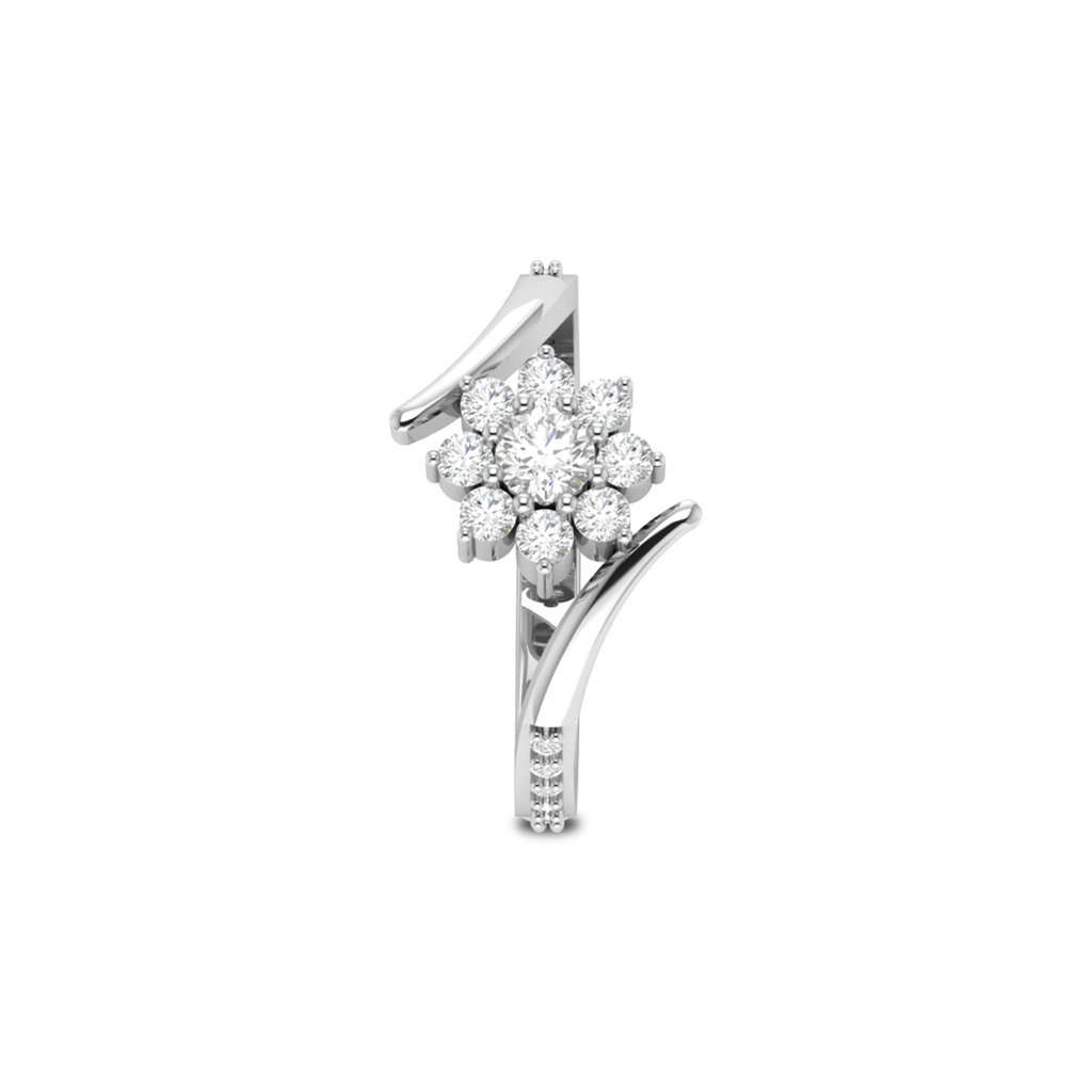 Sun Flower 925 Silver Diamond Ring