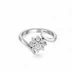 Sun Flower 925 Silver Diamond Ring