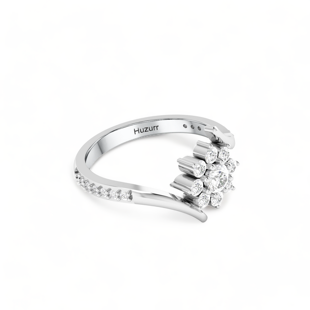Sun Flower 925 Silver Diamond Ring
