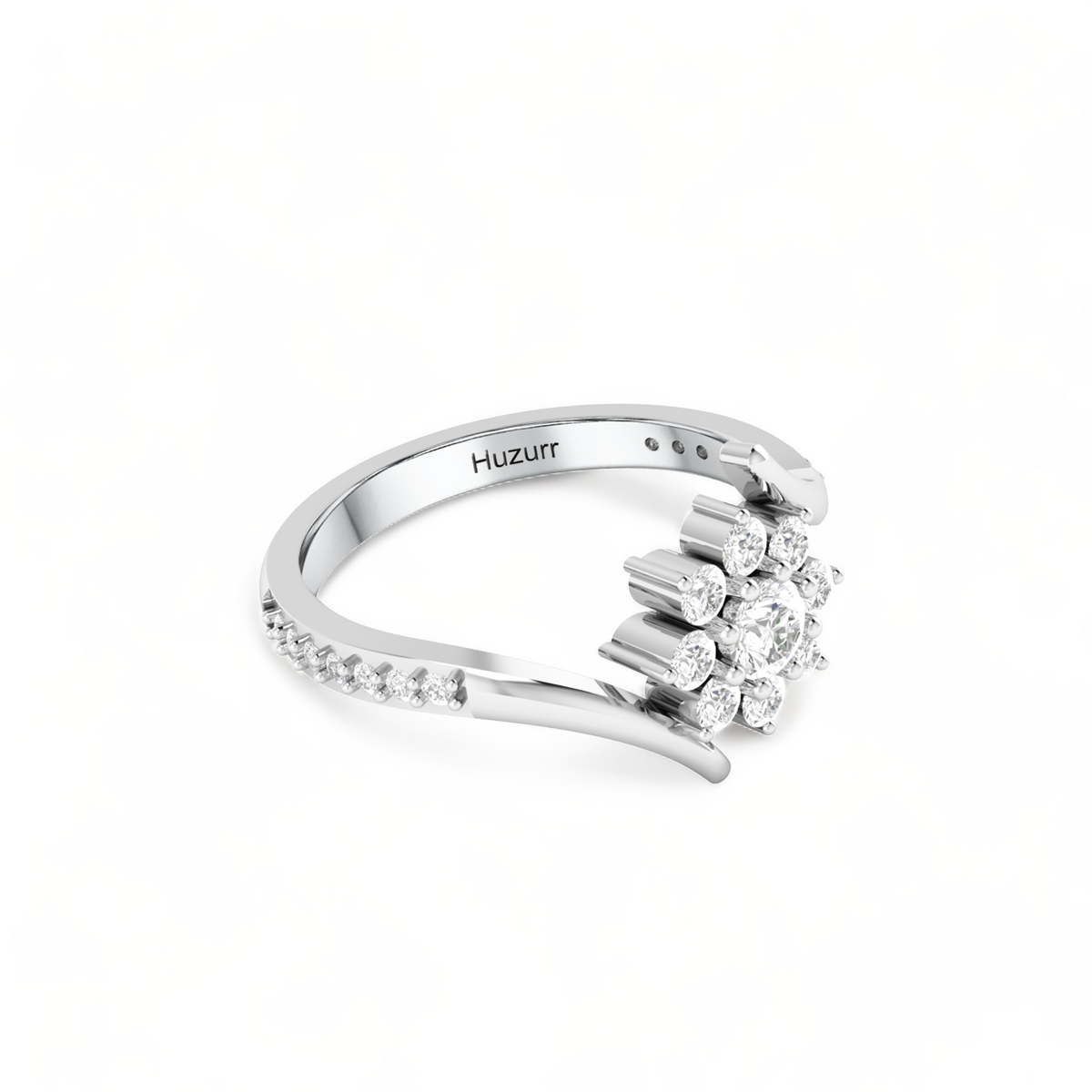 Sun Flower 925 Silver Diamond Ring