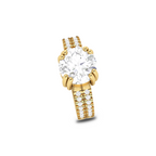 Double Band Round Diamond Gold Plated Ring