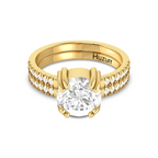 Double Band Round Diamond Gold Plated Ring