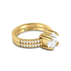 Double Band Round Diamond Gold Plated Ring