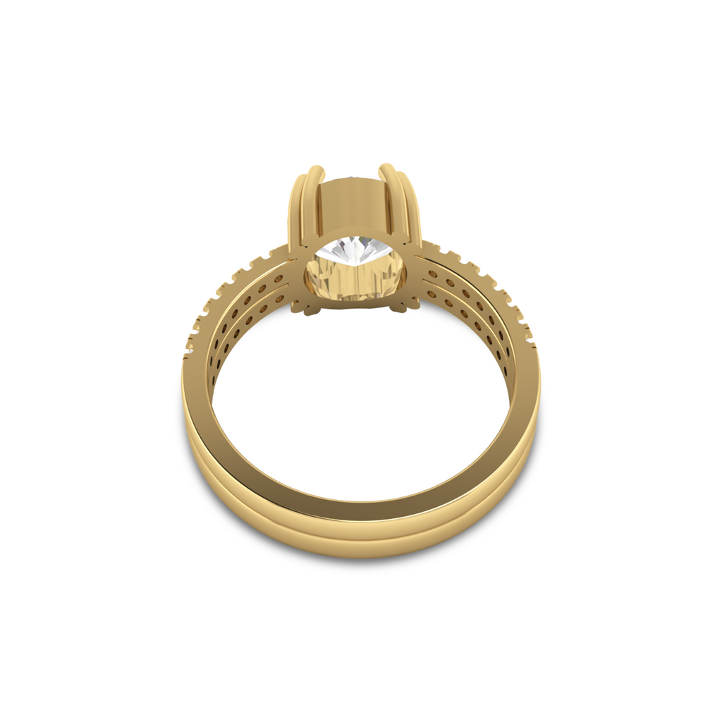Double Band Round Diamond Gold Plated Ring