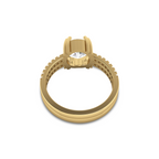 Double Band Round Diamond Gold Plated Ring