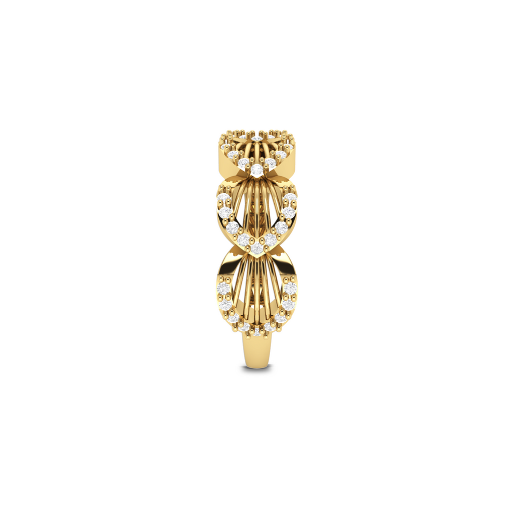 Sparkling Shimmering Feather Gold Plated Diamond Ring