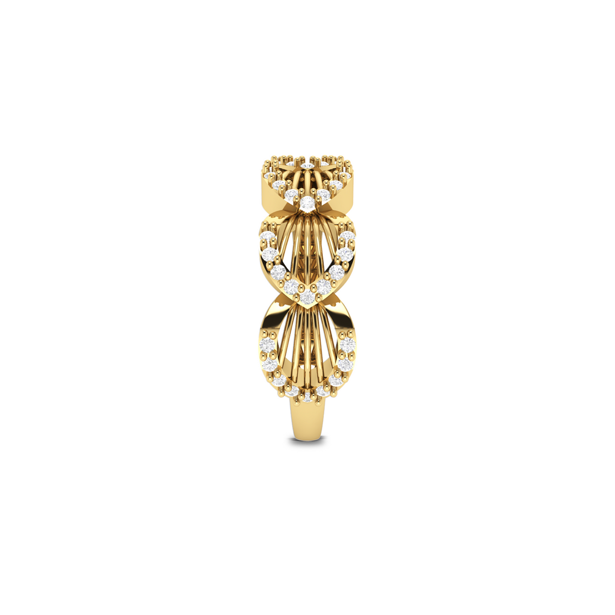 Sparkling Shimmering Feather Gold Plated Diamond Ring