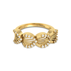 Sparkling Shimmering Feather Gold Plated Diamond Ring