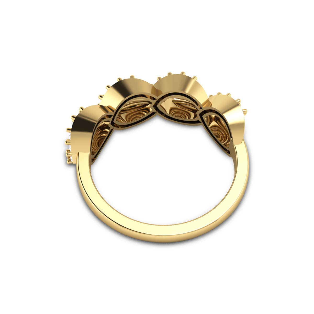 Sparkling Shimmering Feather Gold Plated Diamond Ring