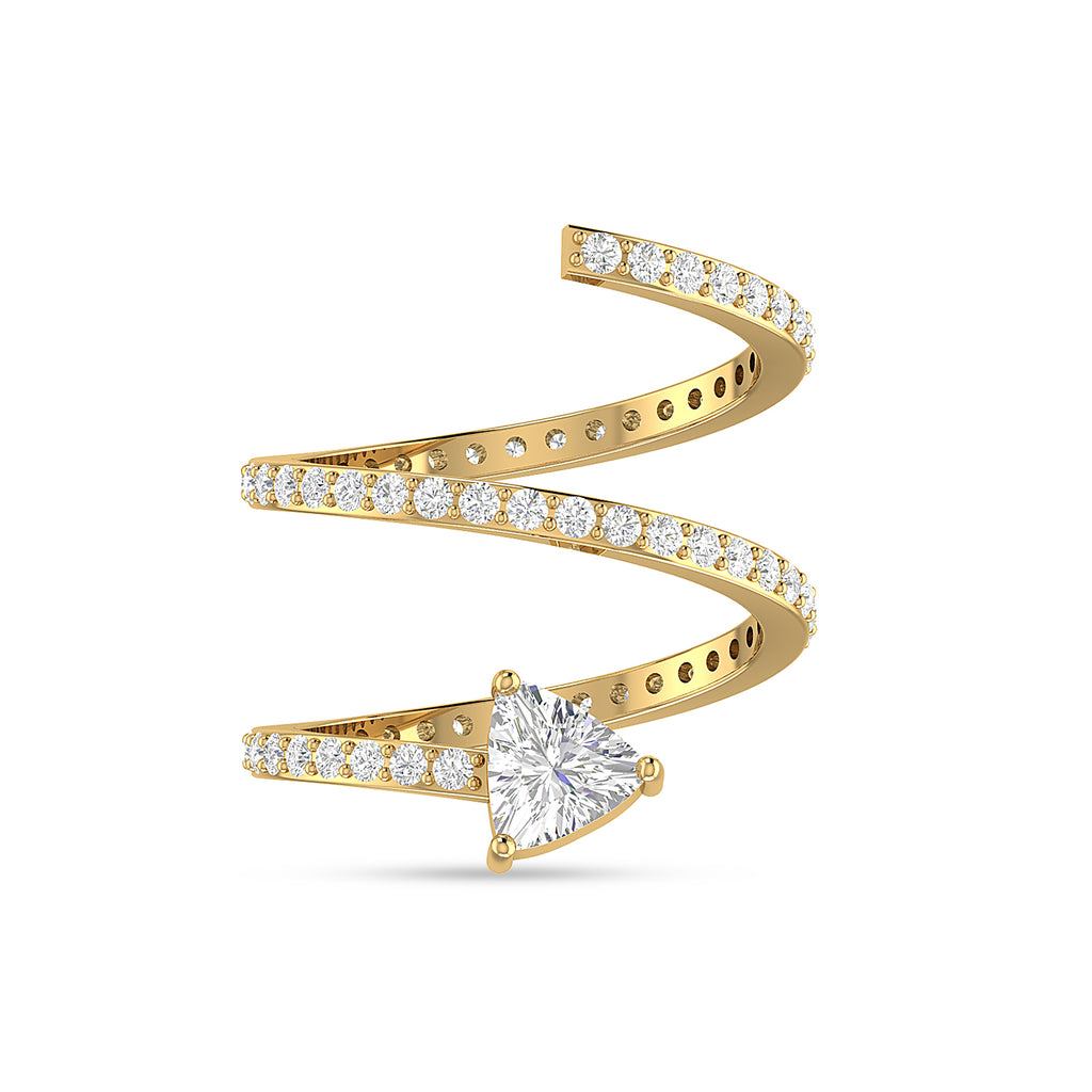 Gold Plated Trillion-Cut Diamond Wrap Ring