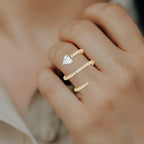 Gold Plated Trillion-Cut Diamond Wrap Ring
