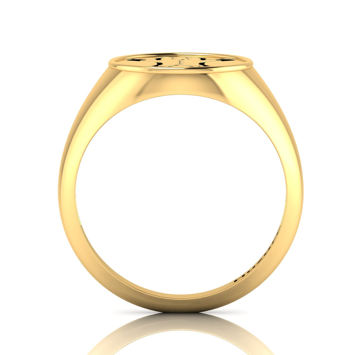 Black Enamel Gingerbread Man Engraved Gold Plated Classic Signet Ring