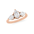 Rose Gold Plated Three Pear Stone Diamond Ring