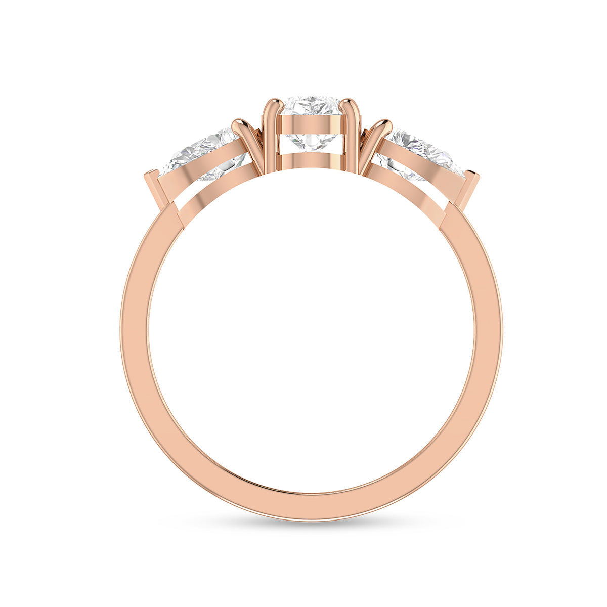 Rose Gold Plated Three Pear Stone Diamond Ring