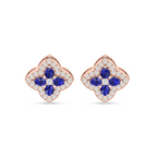 Rose Gold Pear-Shaped Sapphire Clover Stud Earrings