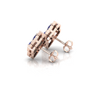 Rose Gold Pear-Shaped Sapphire Clover Stud Earrings