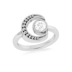 Silver Celestial Moon Round Diamond Knot RIng