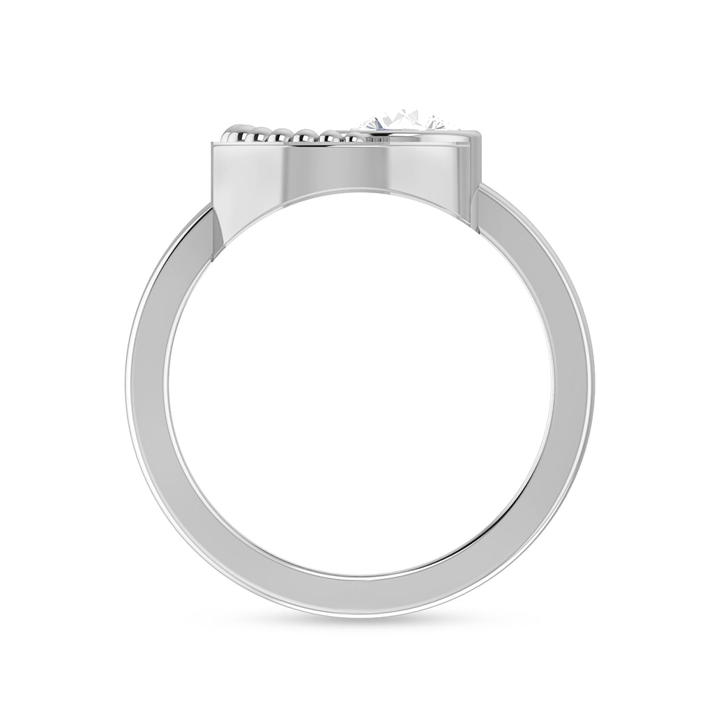 Silver Celestial Moon Round Diamond Knot RIng