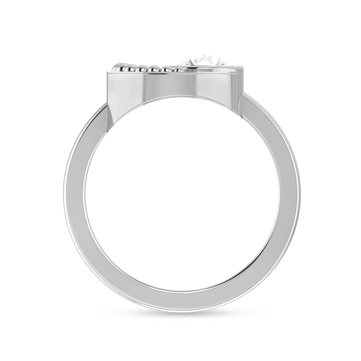 Silver Celestial Moon Round Diamond Knot RIng