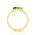Gold Plated Multicolor Stone Floral Cocktail Ring