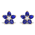 Sparkling Natural Blue Sapphire Flower Earrings