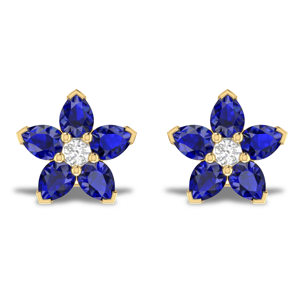 Sparkling Natural Blue Sapphire Flower Earrings