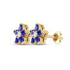 Sparkling Natural Blue Sapphire Flower Earrings