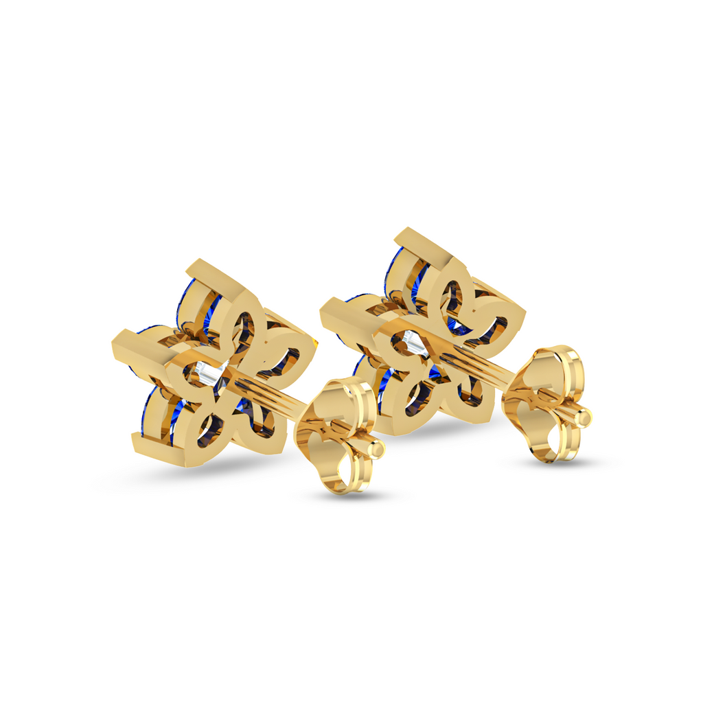 Sparkling Natural Blue Sapphire Flower Earrings