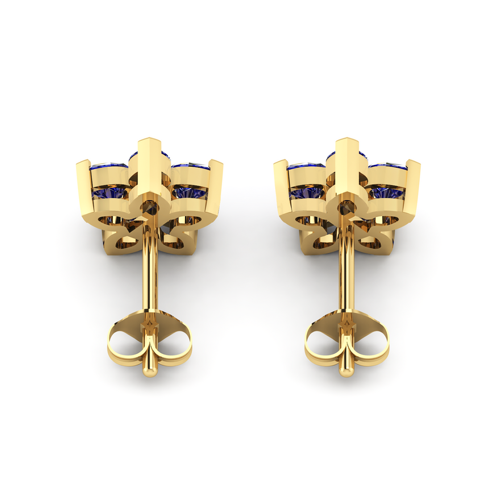 Sparkling Natural Blue Sapphire Flower Earrings