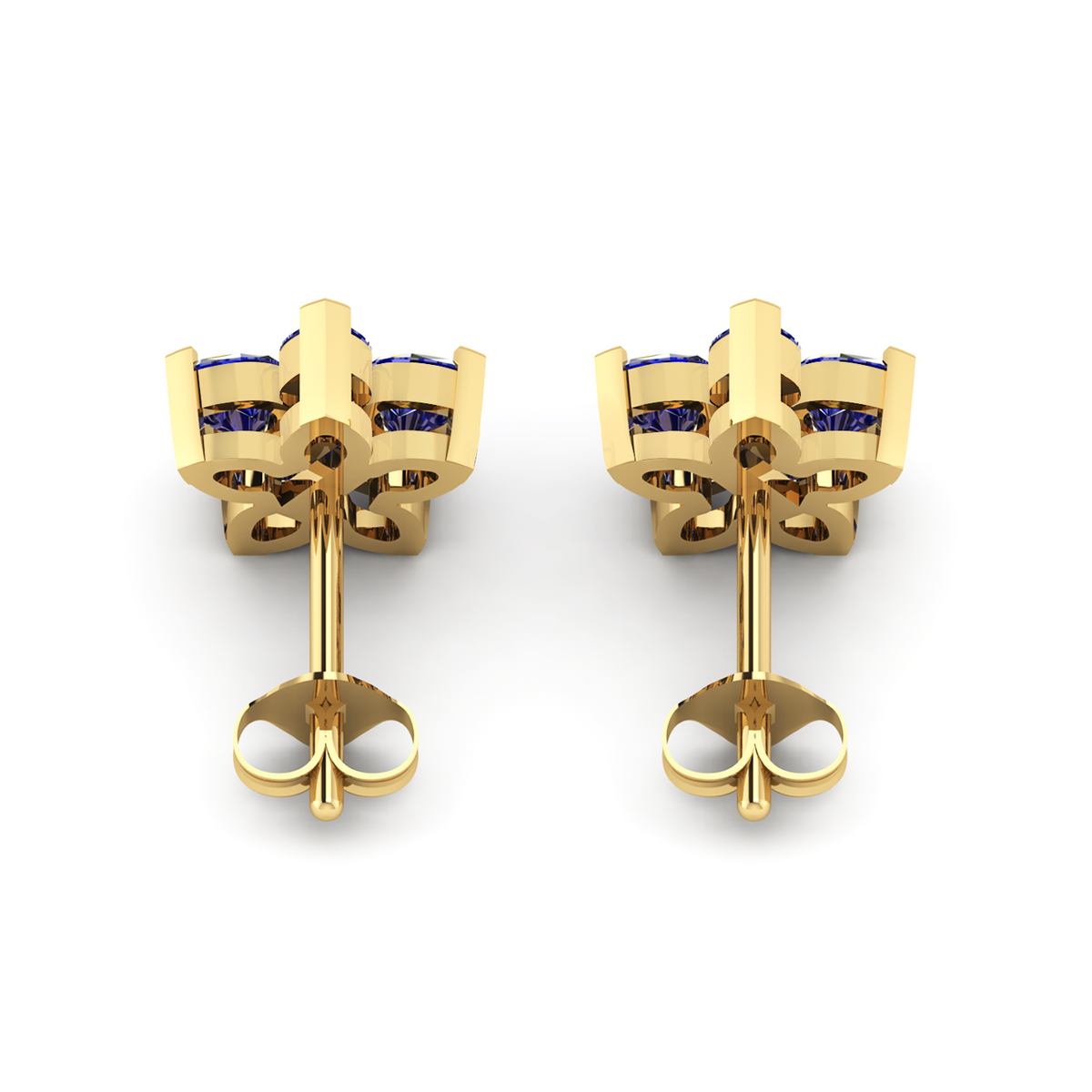 Sparkling Natural Blue Sapphire Flower Earrings