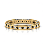 White And Black Diamond Eternity Gold Plated Band Ring