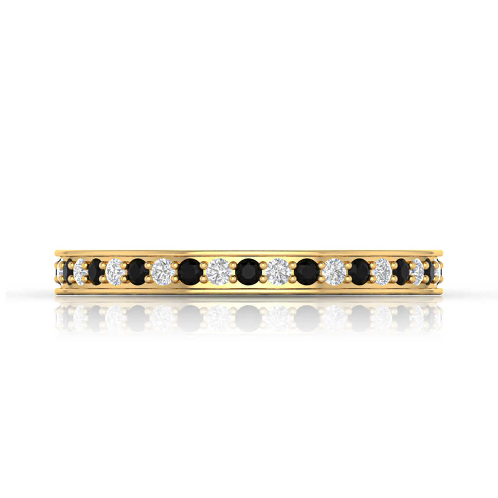 White And Black Diamond Eternity Gold Plated Band Ring