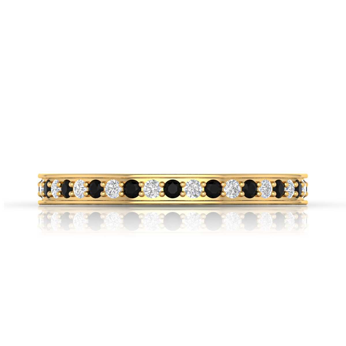 White And Black Diamond Eternity Gold Plated Band Ring