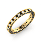 White And Black Diamond Eternity Gold Plated Band Ring