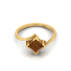 Gold Plated Princess Cut Coffee Diamond Solitaire Wave Ring
