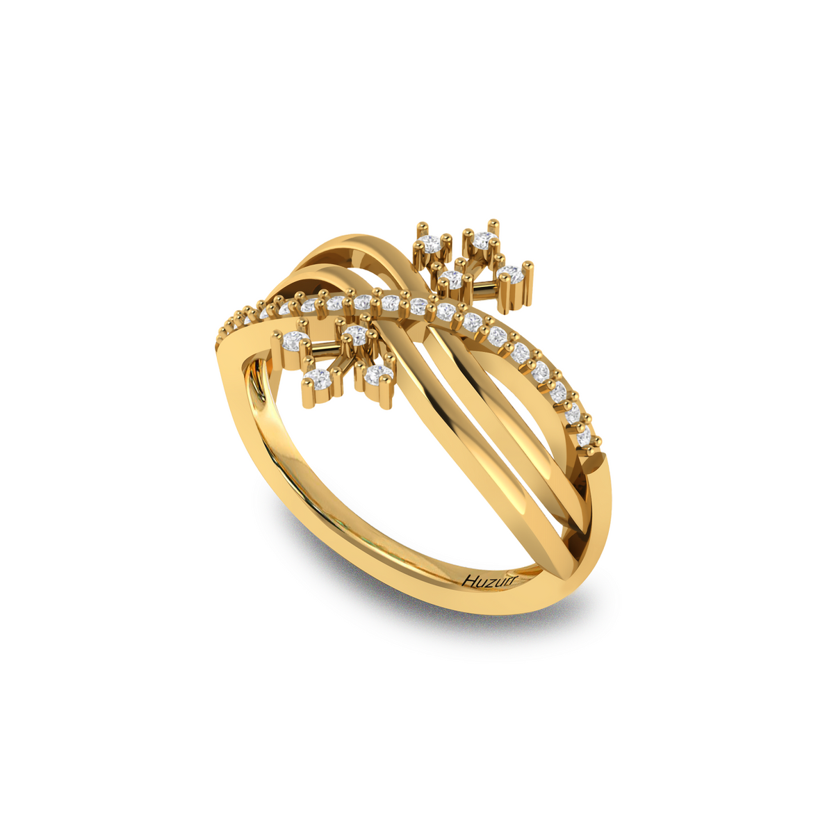 Sparkling Queen Crown Gold Plated Diamond Ring