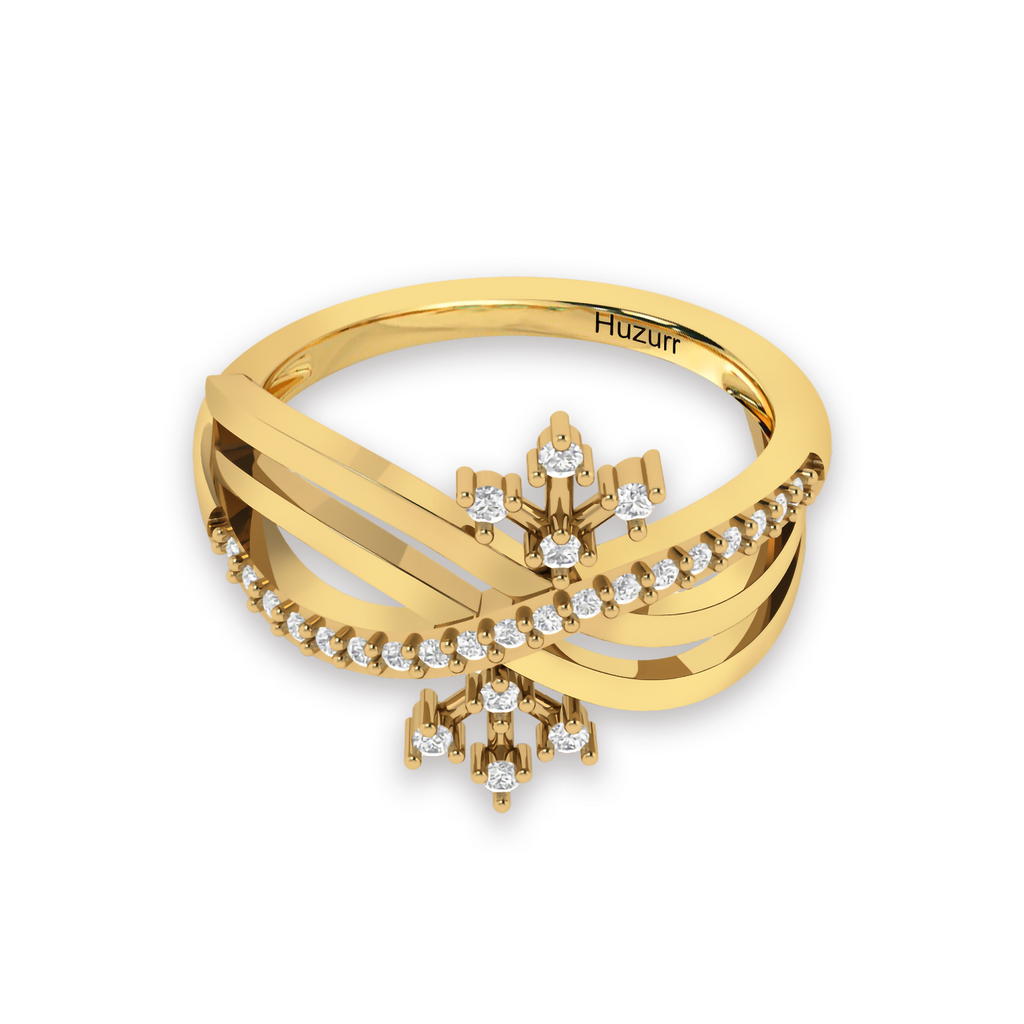 Sparkling Queen Crown Gold Plated Diamond Ring