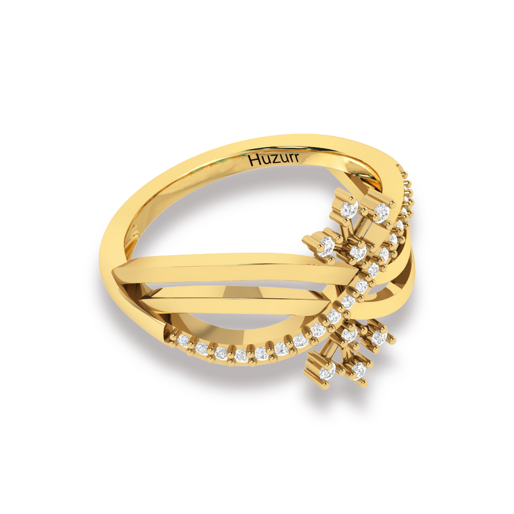 Sparkling Queen Crown Gold Plated Diamond Ring