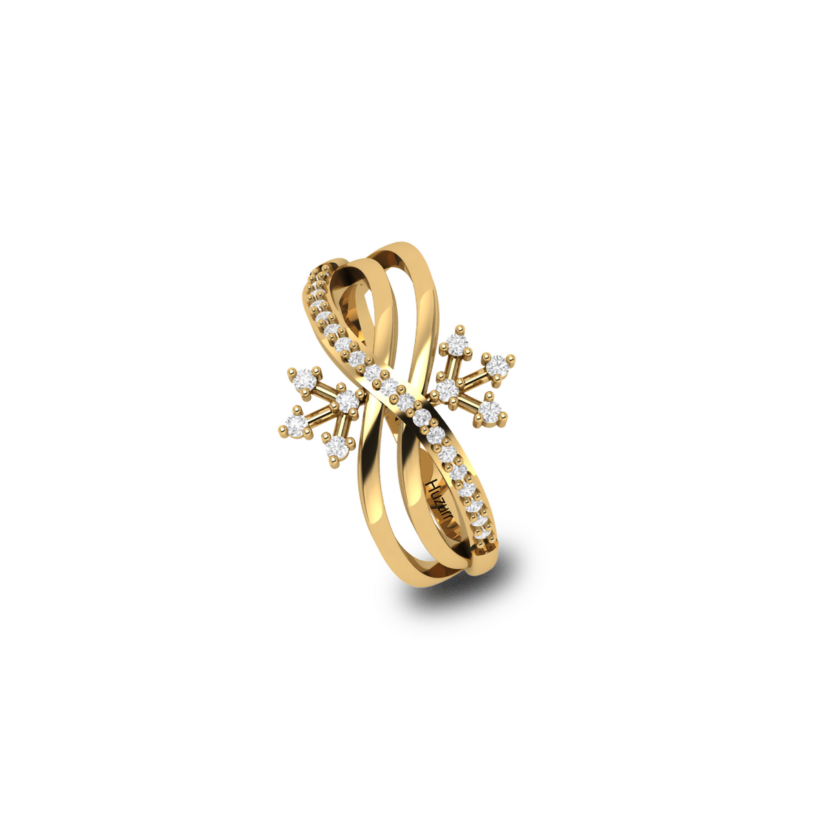 Sparkling Queen Crown Gold Plated Diamond Ring