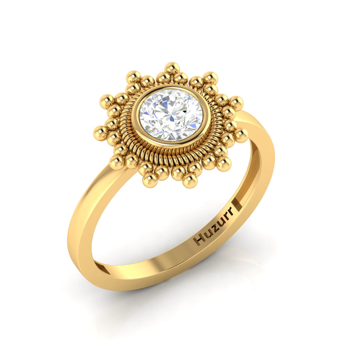 Celestial Diamond Sparkling Sun Gold Plated Ring