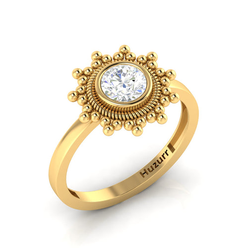 Celestial Diamond Sparkling Sun Gold Plated Ring