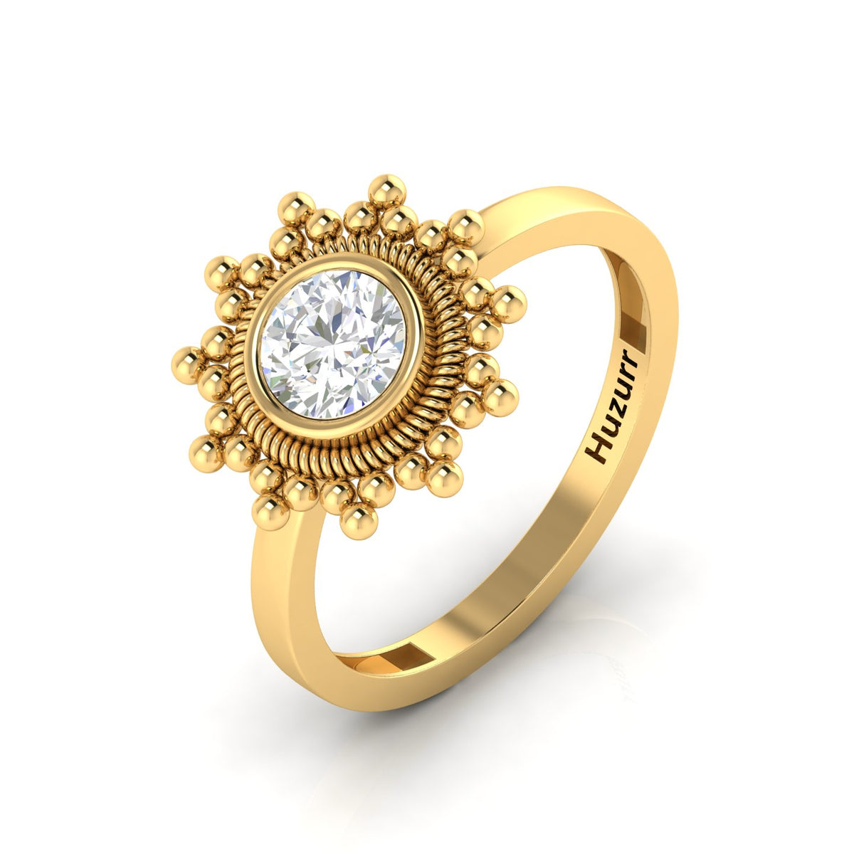 Celestial Diamond Sparkling Sun Gold Plated Ring