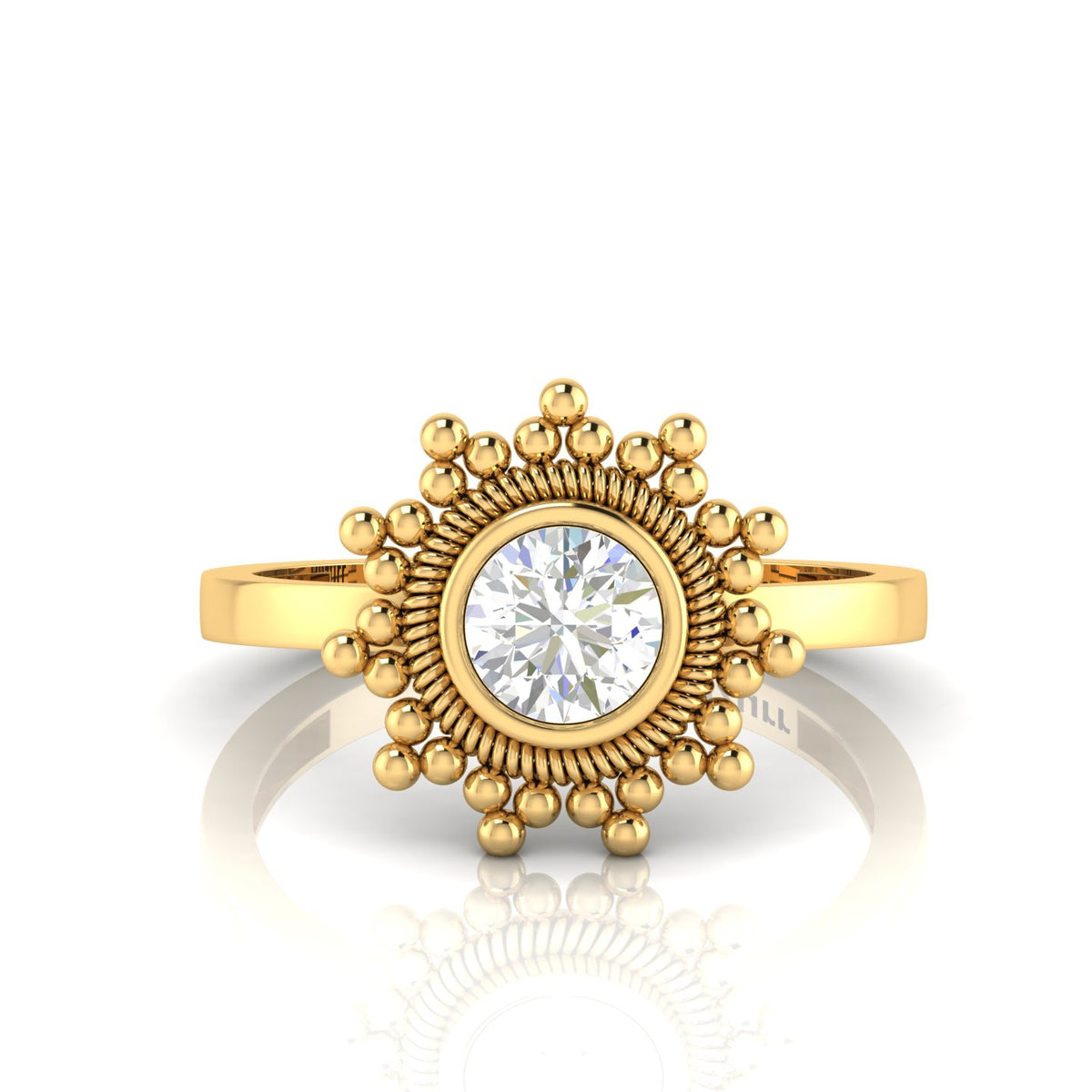 Celestial Diamond Sparkling Sun Gold Plated Ring