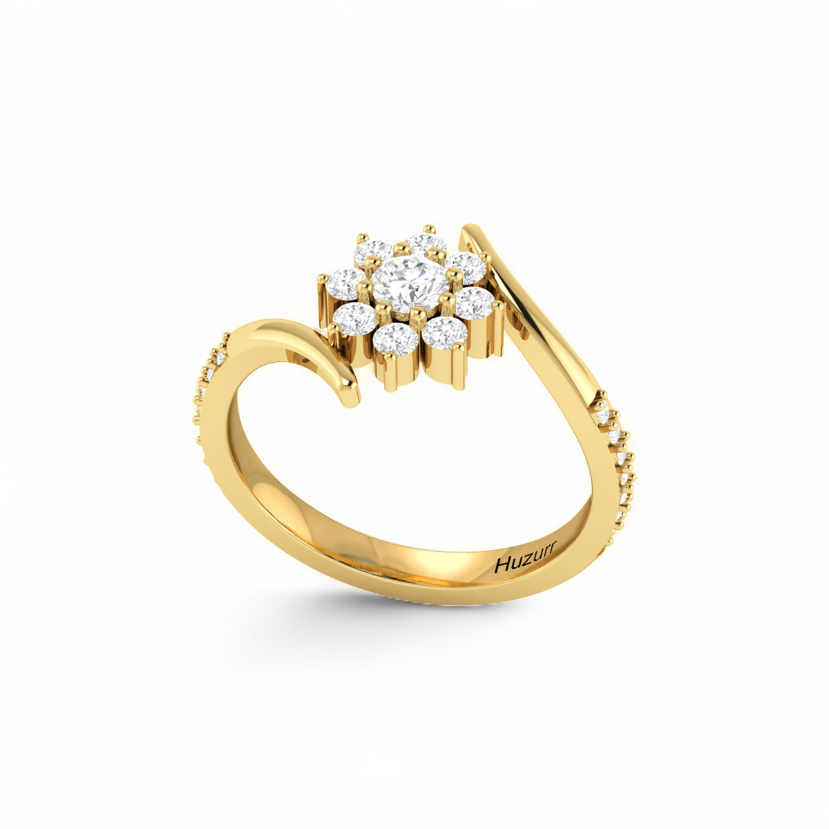 Sun Flower Gold Plated Diamond Ring