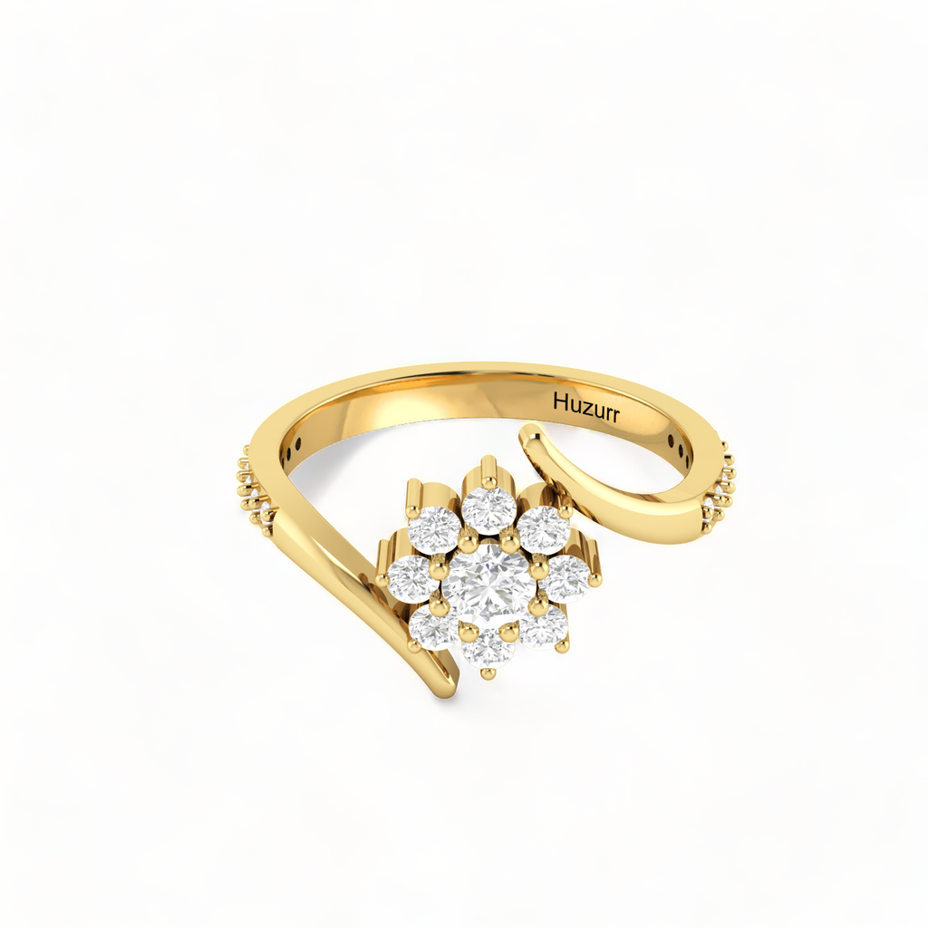 Sun Flower Gold Plated Diamond Ring