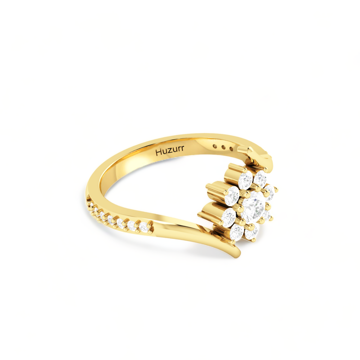 Sun Flower Gold Plated Diamond Ring