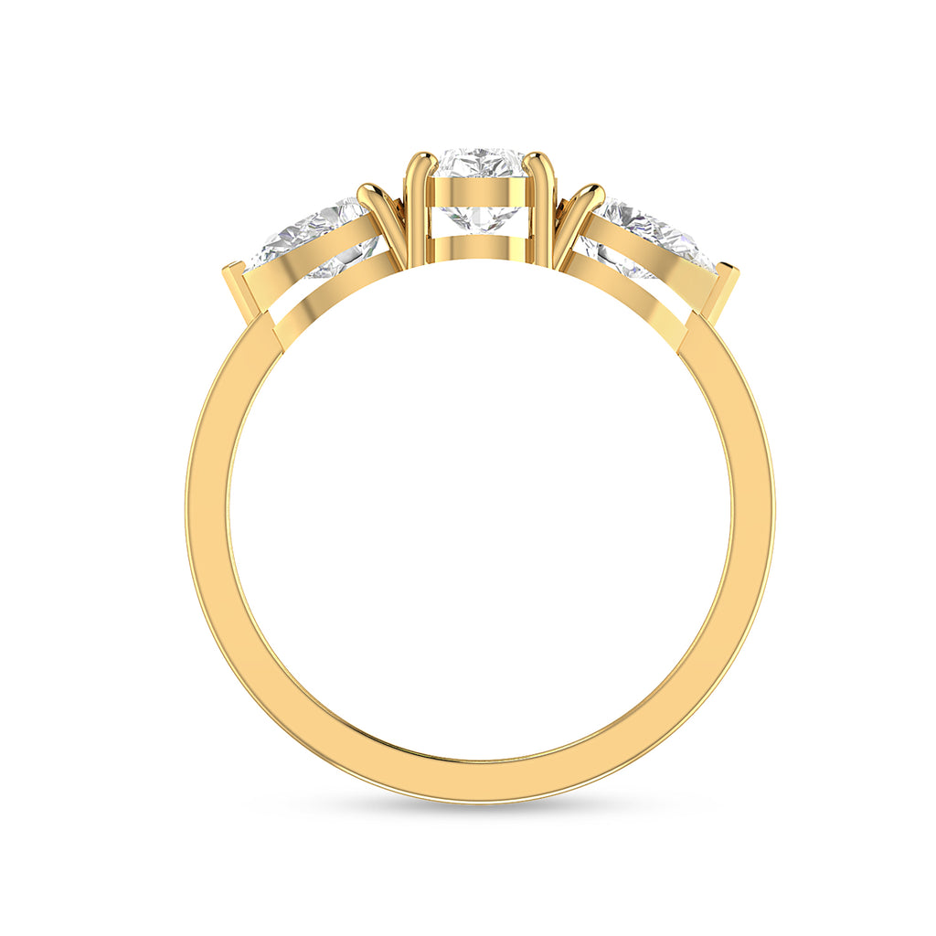 Gold Plated Three Pear Stone Diamond Ring