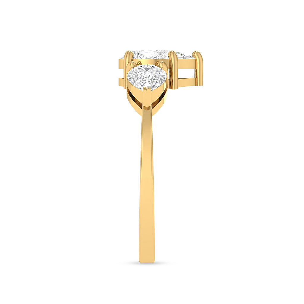 Gold Plated Three Pear Stone Diamond Ring