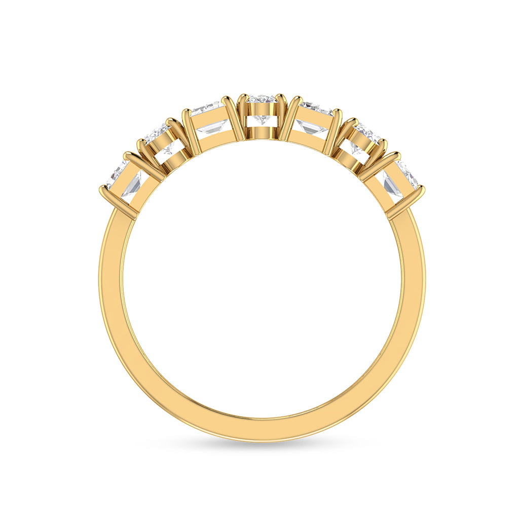 Oval & Emerald Cut Mix Diamond Stackable Ring